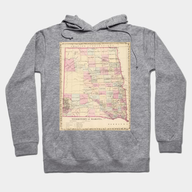 Vintage Map of The Dakota Territory (1880) Hoodie by Bravuramedia